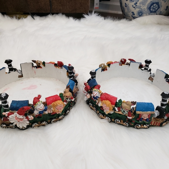 Christmas Train Pillar Candle Base Holiday Expressions 6 in Christmas Ceramic 2 - Picture 1 of 7